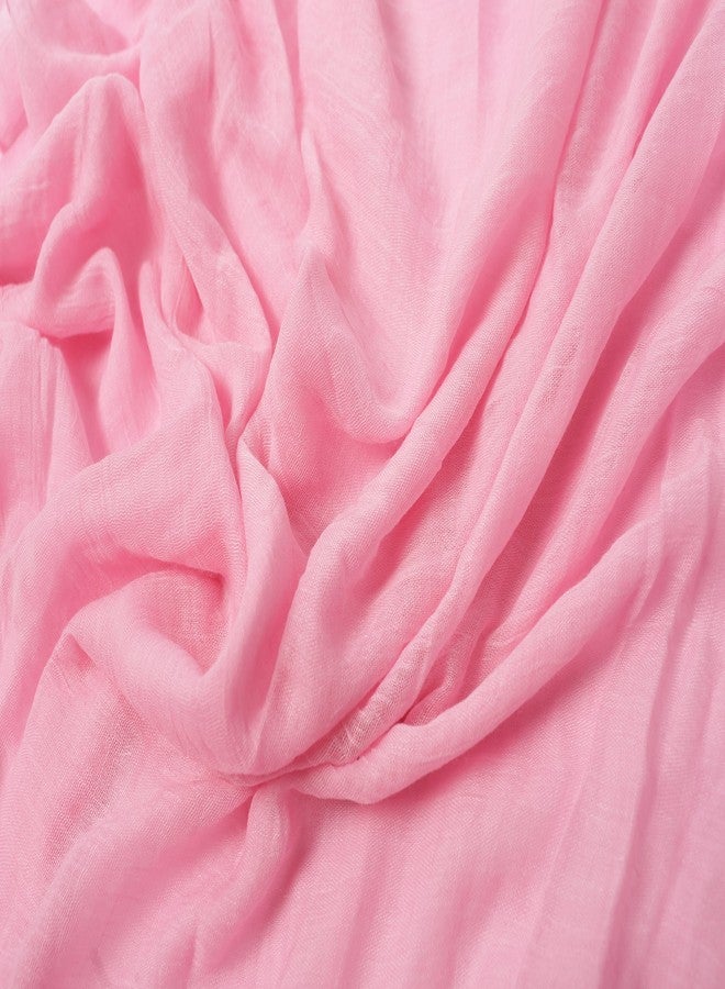 woogwin Women's Cotton Scarves Lady Light Soft Fashion Solid Scarf Wrap Shawl (One Size, pink) - Image 5